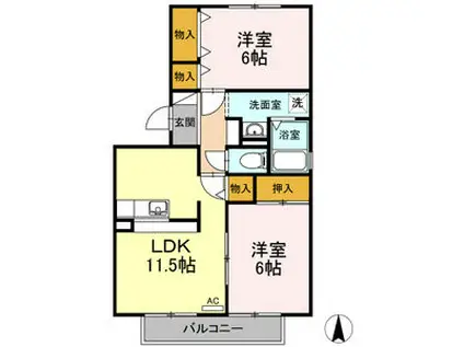 フレマリール安藤(2LDK/1階)の間取り写真