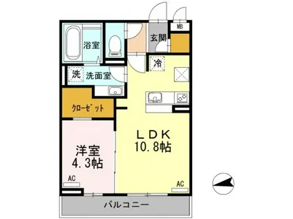 西武新宿線 花小金井駅 徒歩10分 3階建 築11年(1LDK/1階)の間取り写真