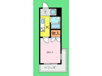 ハーモニーインターシティ金沢文庫(1K/1階)の間取り写真