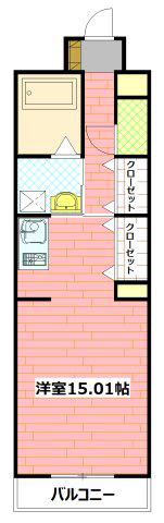 LE CHAT 壱番館(1K/5階)の間取り写真