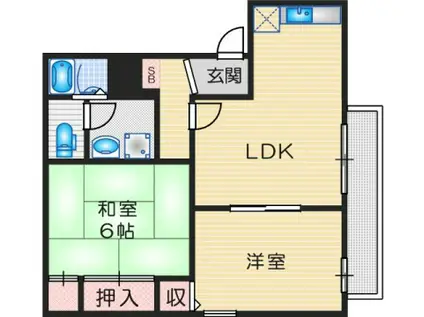 ラクシュミー鳥飼(2LDK/1階)の間取り写真