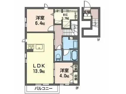 フォレストヴィラ(2LDK/2階)の間取り写真