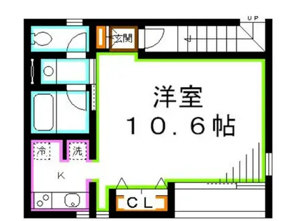 パティオK(ワンルーム/2階)の間取り写真