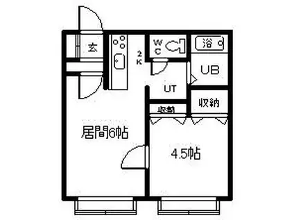 ロイヤルハイツ322A(1DK/2階)の間取り写真