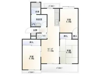 桜台マンション(3LDK/4階)の間取り写真