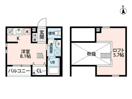 ASTOR PLACE(1K/2階)の間取り写真