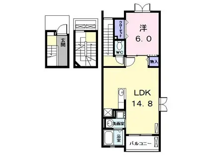 アルモニーW(1LDK/3階)の間取り写真
