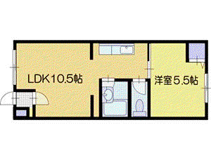 美馬マンション(1LDK/2階)の間取り写真