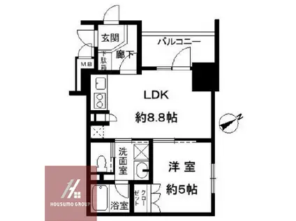 メイツブラン九条駅前(1LDK/5階)の間取り写真