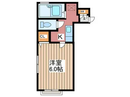 千波コーポ(1K/2階)の間取り写真