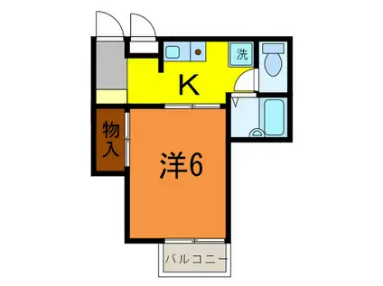 大倉山ハイツC棟(1K/2階)の間取り写真