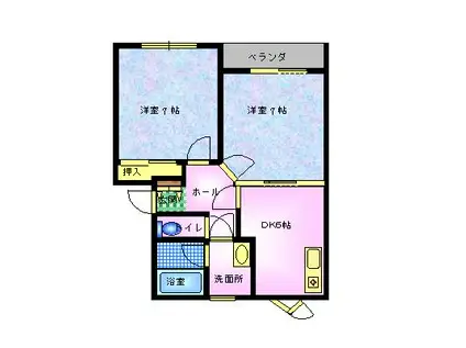 ハイム・ウエスト・コースト(2DK/2階)の間取り写真