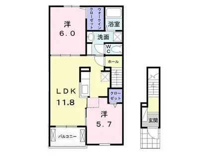 アグリウムII(2LDK/2階)の間取り写真