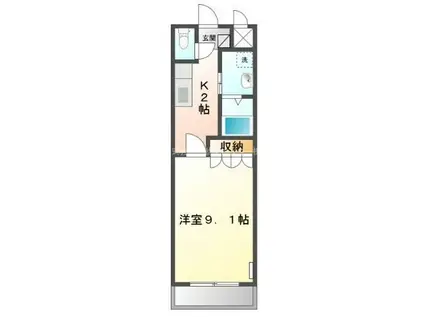 シャングリラ(1K/1階)の間取り写真