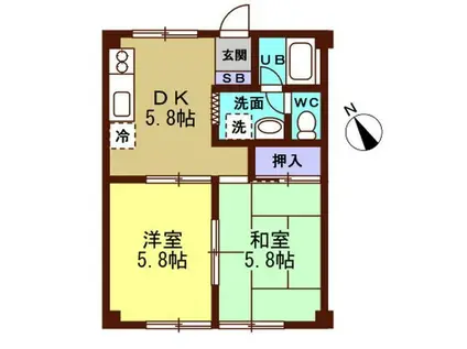 クオリティパレス(2DK/1階)の間取り写真