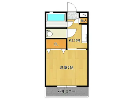 エザンス竹園(1K/2階)の間取り写真