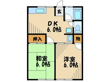 シティハイム梅田A(2DK/1階)の間取り写真