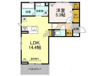 ミエル ジャルダン(1LDK/2階)の間取り写真