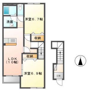 QUATRE BIEN(2LDK/2階)の間取り写真
