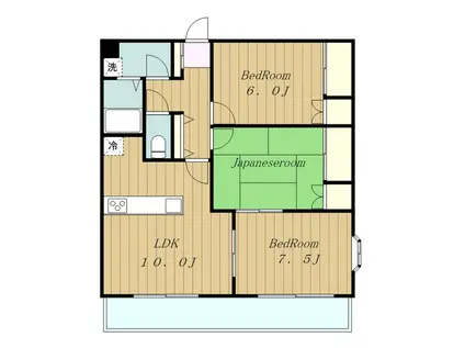 パレス相武台前(3LDK/2階)の間取り写真