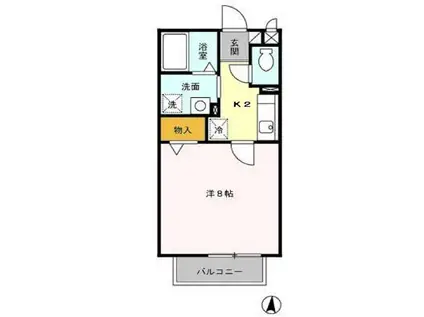 パセオティグル(1K/1階)の間取り写真