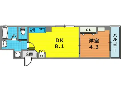 ONE GO CREST(1LDK/5階)の間取り写真
