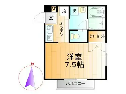 カーム小林(1K/2階)の間取り写真