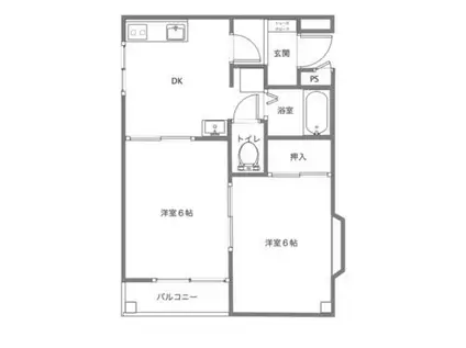 ユナイテッド南津留II(2DK/2階)の間取り写真