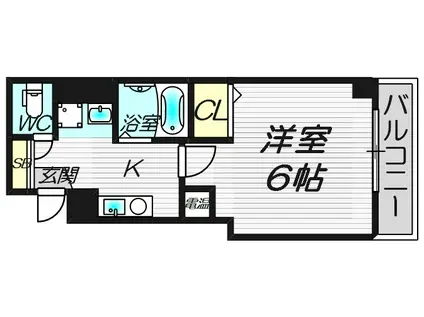 ミーネ松屋町(1K/6階)の間取り写真