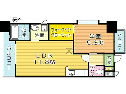 ギャラン竪町(1LDK/12階)の間取り写真
