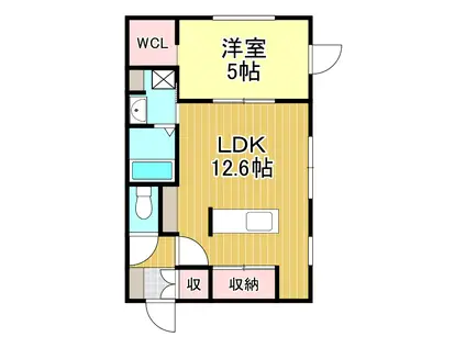 ノルフィーノ リデアI(1LDK/2階)の間取り写真