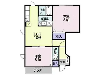 アスペンベールA(2LDK/1階)の間取り写真