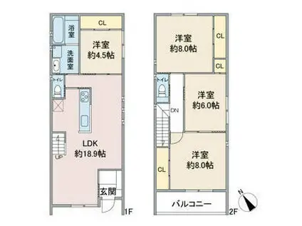 エトワール箱崎(1K/2階)の間取り写真