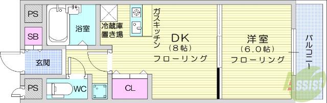 センチュリー青葉(1DK/3階)の間取り写真