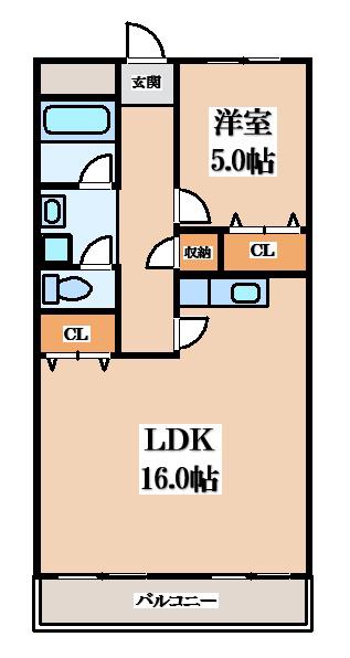 エステマール弥刀(1LDK/4階)の間取り写真