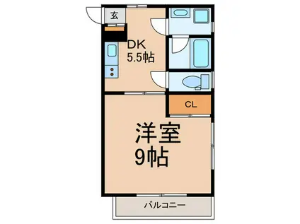 フォレスタ成城(1DK/2階)の間取り写真