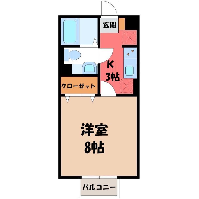 ナカイパレスB(1K/1階)の間取り写真