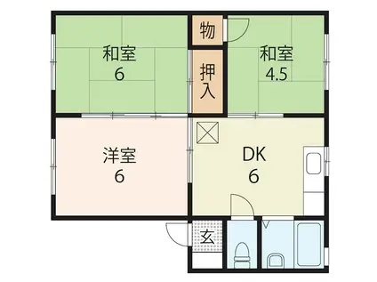 グリーンヴィレッジ A棟(3DK/1階)の間取り写真