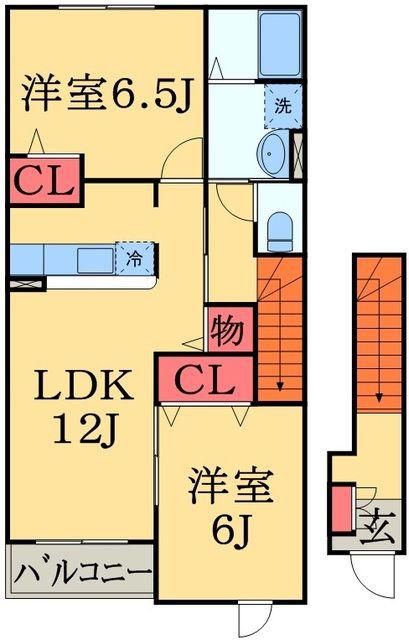 ベルコリーヌ(2LDK/2階)の間取り写真
