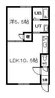 ダイヤハイツ宮下18(1LDK/2階)の間取り写真