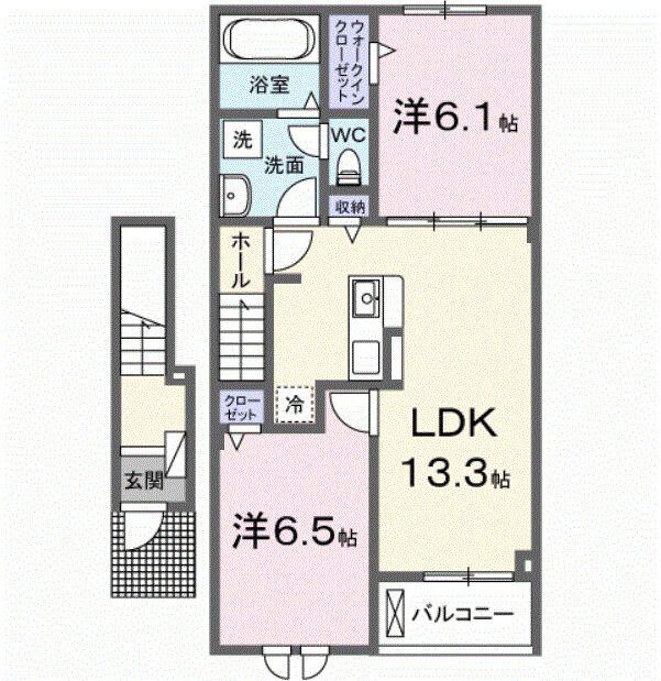 ロードクロジット(2LDK/2階)の間取り写真