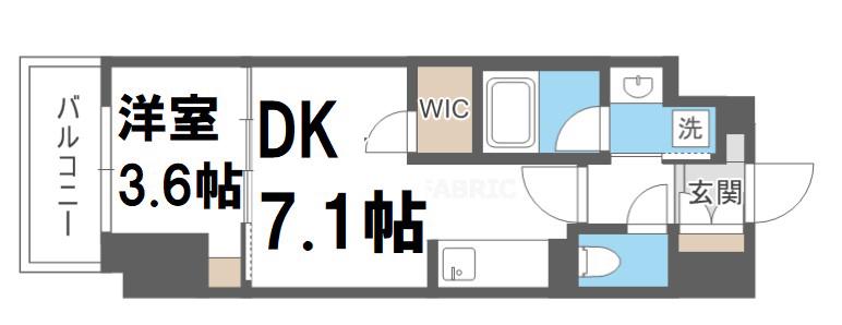 アーバネックス天満橋FRONT(1DK/13階)の間取り写真