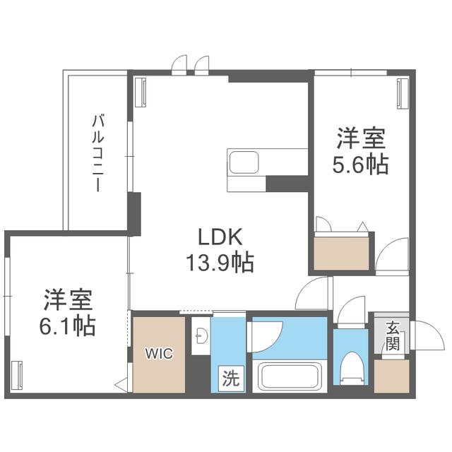 TORISIA T ウエスト(2LDK/1階)の間取り写真