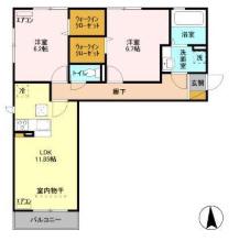 グランデB(2LDK/1階)の間取り写真