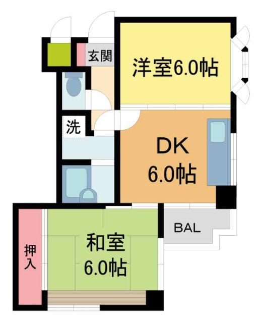 スリージェ甲子園口I(2DK/3階)の間取り写真