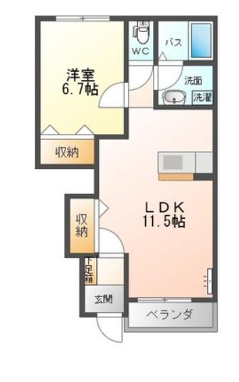 ロイヤルハイツ参番館(1LDK/1階)の間取り写真