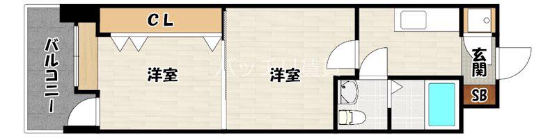 NO51 PROJECT2100日赤通(2K/3階)の間取り写真