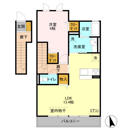 コーワ・ルミエール参番館(1LDK/2階)の間取り写真