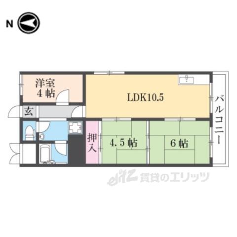キッコーハイツ岡山手(3LDK/3階)の間取り写真