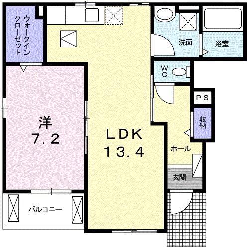 パイン・フィールズ(1LDK/1階)の間取り写真